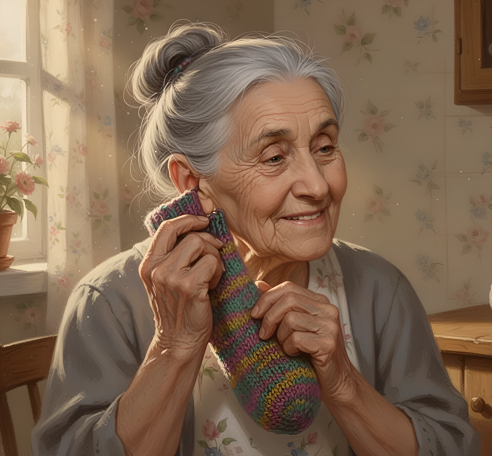 Бабушка с носком