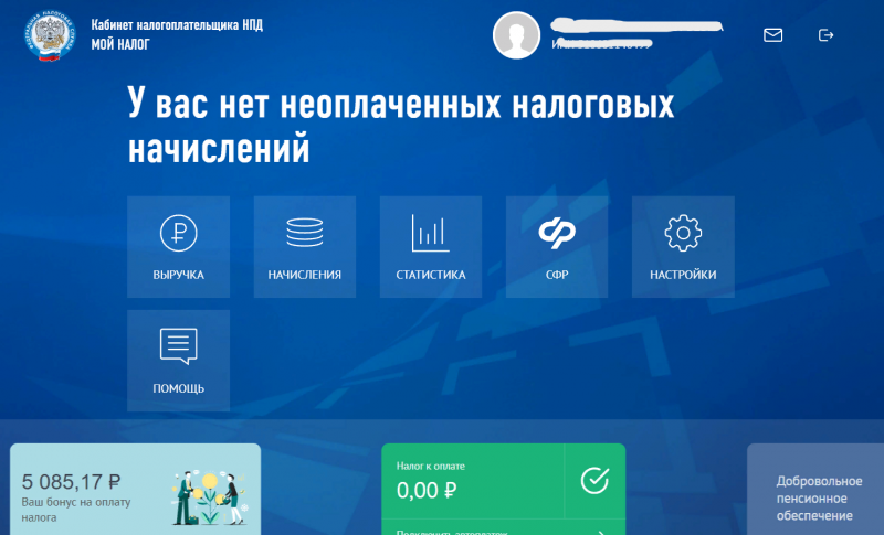 Скрин с ЛК Мой налог автора