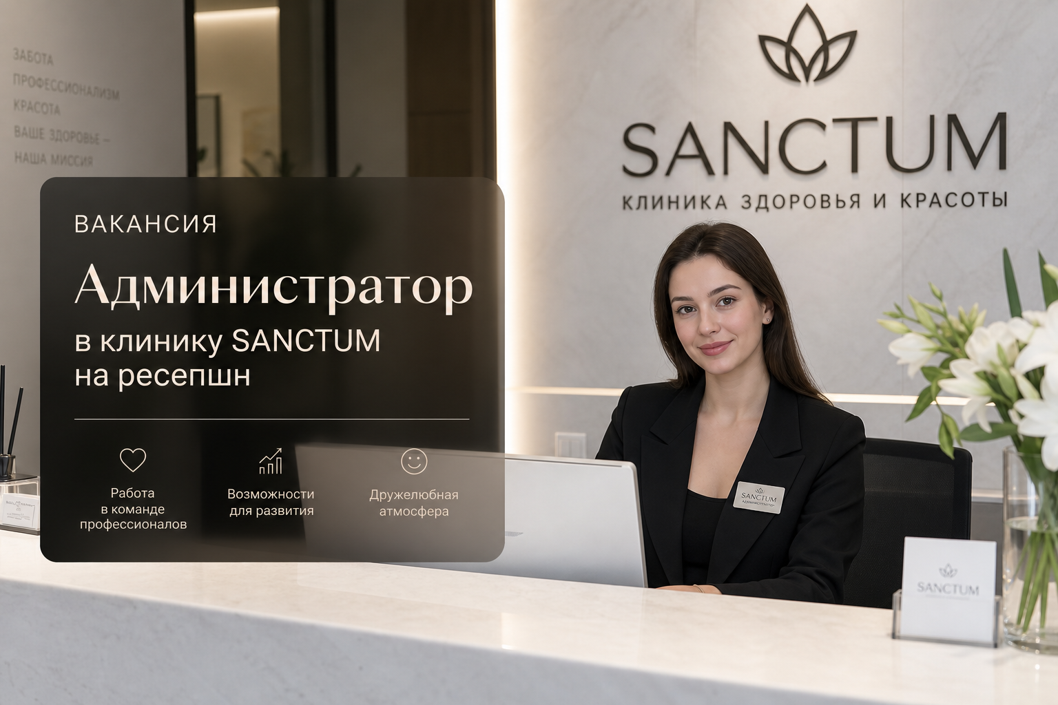 Вакансия администратор в клинику SANCTUM на ресепшн