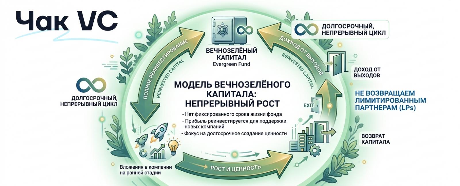 Фонд работает по модели вечнозелёного капитала